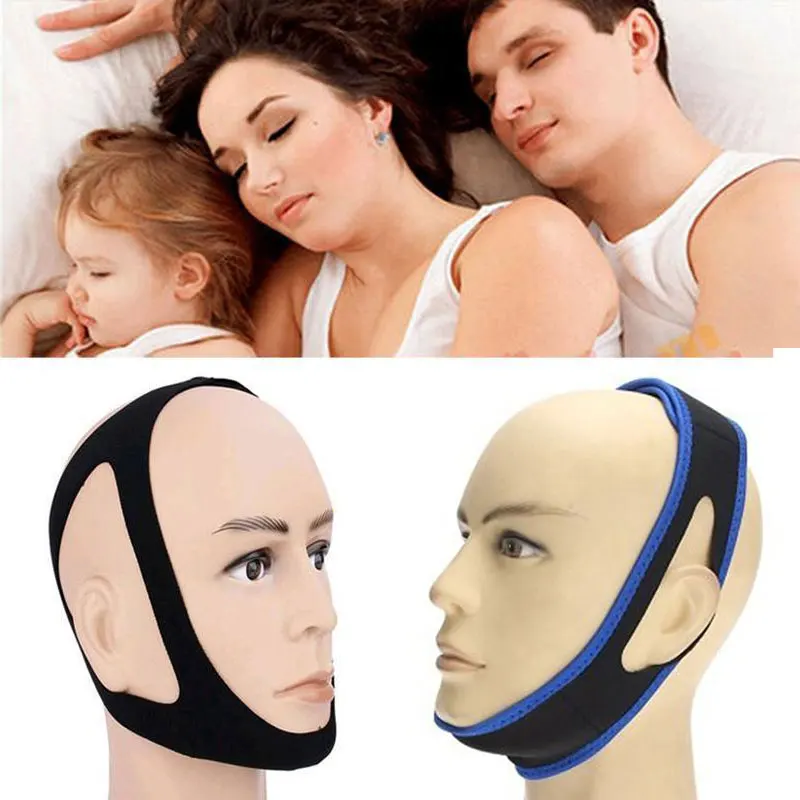 Image 2PCS Anti Snore Chin Strap Set Stop Snoring Snore Belt Anti Apnea Jaw Solution Sleep Support Straps for a good Sleep