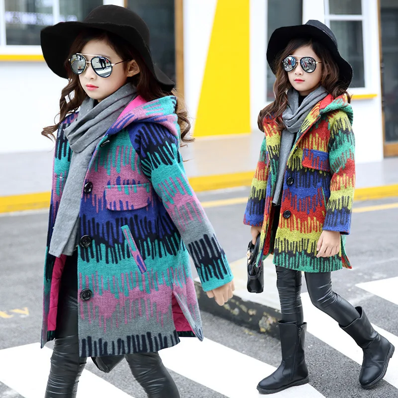 Girls coat 2018new style spring and autumn children's coats in the big children's long section Korean version of the woolen coat
Girls coat 2018new style spring and autumn children's coats in the big children's long section Korean version of the woolen coat