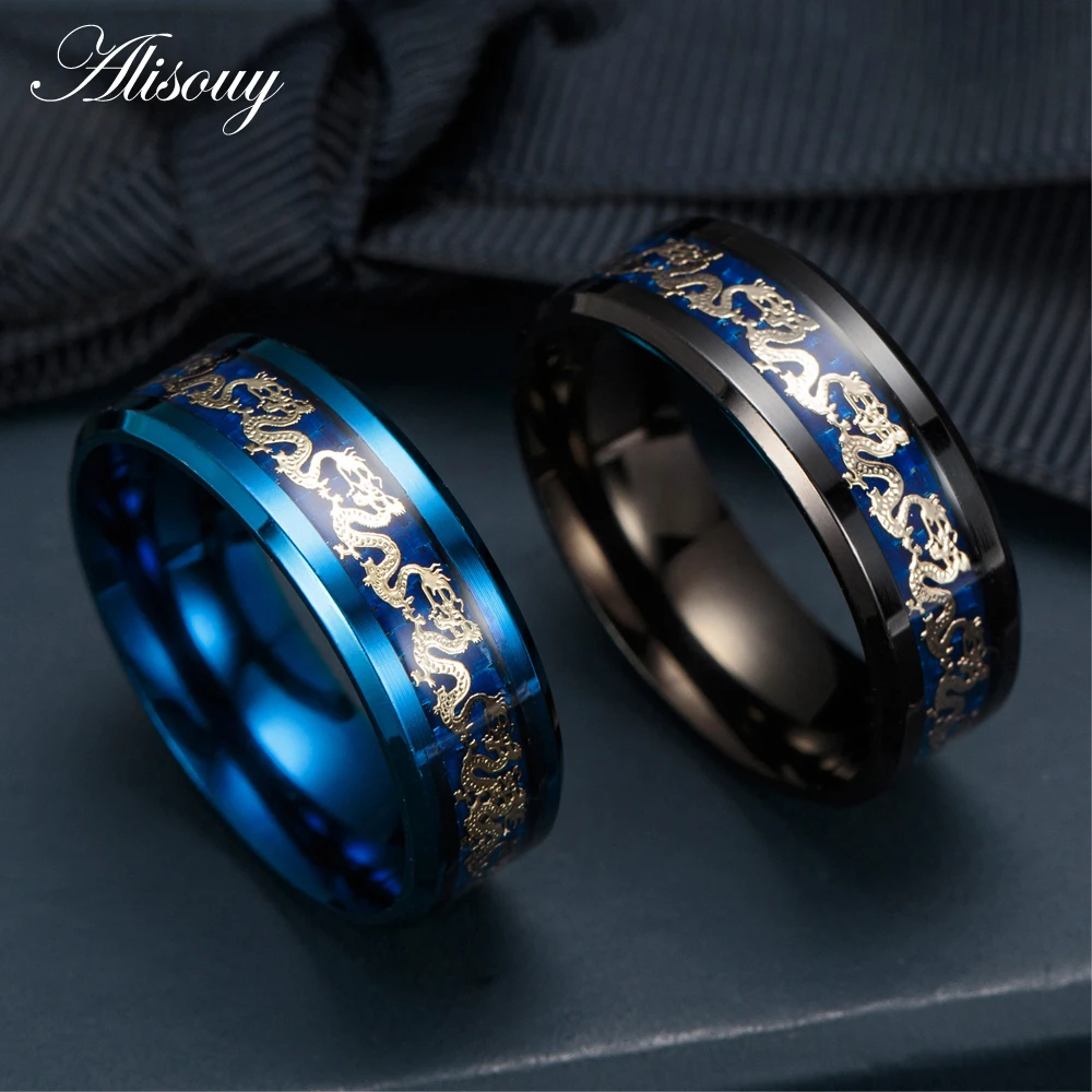 Alisouy 1 PCS Black Blue Ring Men Chinese Traditional Gold Dragon Inlay with Blue Stainless steel Ring wholesale Jewelry Ring
Alisouy 1 PCS Black Blue Ring Men Chinese Traditional Gold Dragon Inlay with Blue Stainless steel Ring wholesale Jewelry Ring