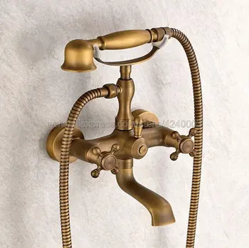 Antique Brass Bathtub Faucet Wall Mount Handheld Bath Tub Mixer System with Handshower Telephone Style Ktf009
Antique Brass Bathtub Faucet Wall Mount Handheld Bath Tub Mixer System with Handshower Telephone Style Ktf009
