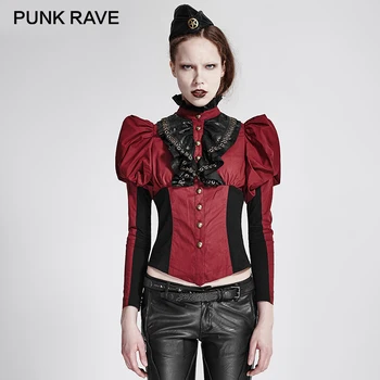 PUNK RAVE Gothic Black Red Lantern Sleeve Blouses Steampunk Vintage Golden Buttons Short Corset Shirt Women Chiffon Tops Shirt
PUNK RAVE Gothic Black Red Lantern Sleeve Blouses Steampunk Vintage Golden Buttons Short Corset Shirt Women Chiffon Tops Shirt