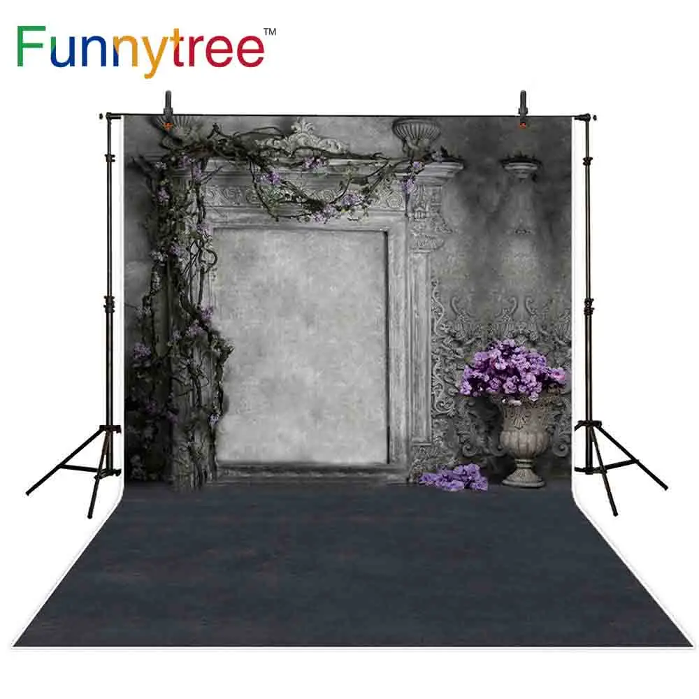 Фон для фотосъемки Funnytree серый винтажный фон в помещении с изображением стены и