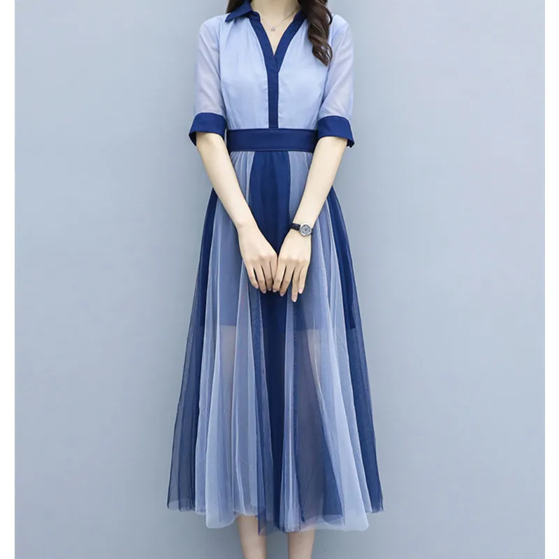 La MaxPa Summer Dress 2019 Patchwork Women Dress Chiffon Half Sleeve Turn-down Collar Office Dress Mid-Calf Long Dress Women
La MaxPa Summer Dress 2019 Patchwork Women Dress Chiffon Half Sleeve Turn-down Collar Office Dress Mid-Calf Long Dress Women