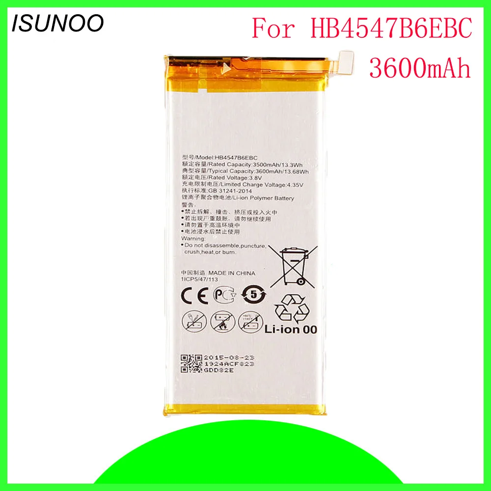 ISUNOO HB4547B6EBC 3600 мАч батарея для HuaWei Honor 6 Plus 6plus PE-TL20 UL00 TL10 CL00 замена батареи
ISUNOO HB4547B6EBC 3600 мАч батарея для HuaWei Honor 6 Plus 6plus PE-TL20 UL00 TL10 CL00 замена батареи