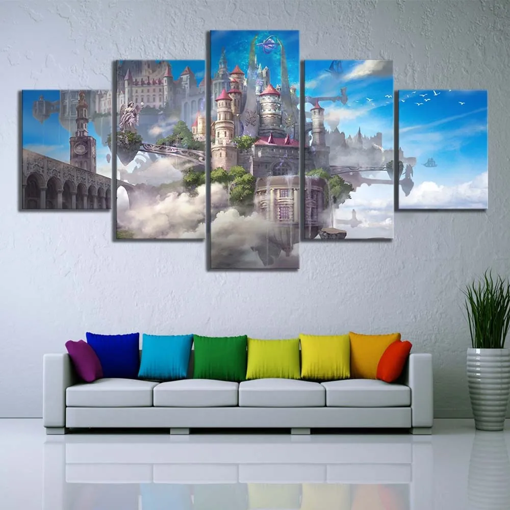 Prints Pictures Wall Art Modular Poster 5 Pcs Fantasy Castle In The Sky Animation Painting On Canvas Living Room Home Decoration
Prints Pictures Wall Art Modular Poster 5 Pcs Fantasy Castle In The Sky Animation Painting On Canvas Living Room Home Decoration