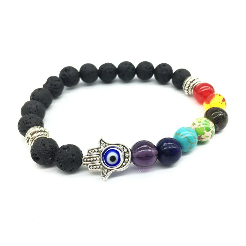 Fashion Silver Color Blue Evil Eye Hamsa Hand Fatima Palm Bracelets 7 Chakra Healing Beaded Bracelet Vintage Jewelry Gifts
Fashion Silver Color Blue Evil Eye Hamsa Hand Fatima Palm Bracelets 7 Chakra Healing Beaded Bracelet Vintage Jewelry Gifts