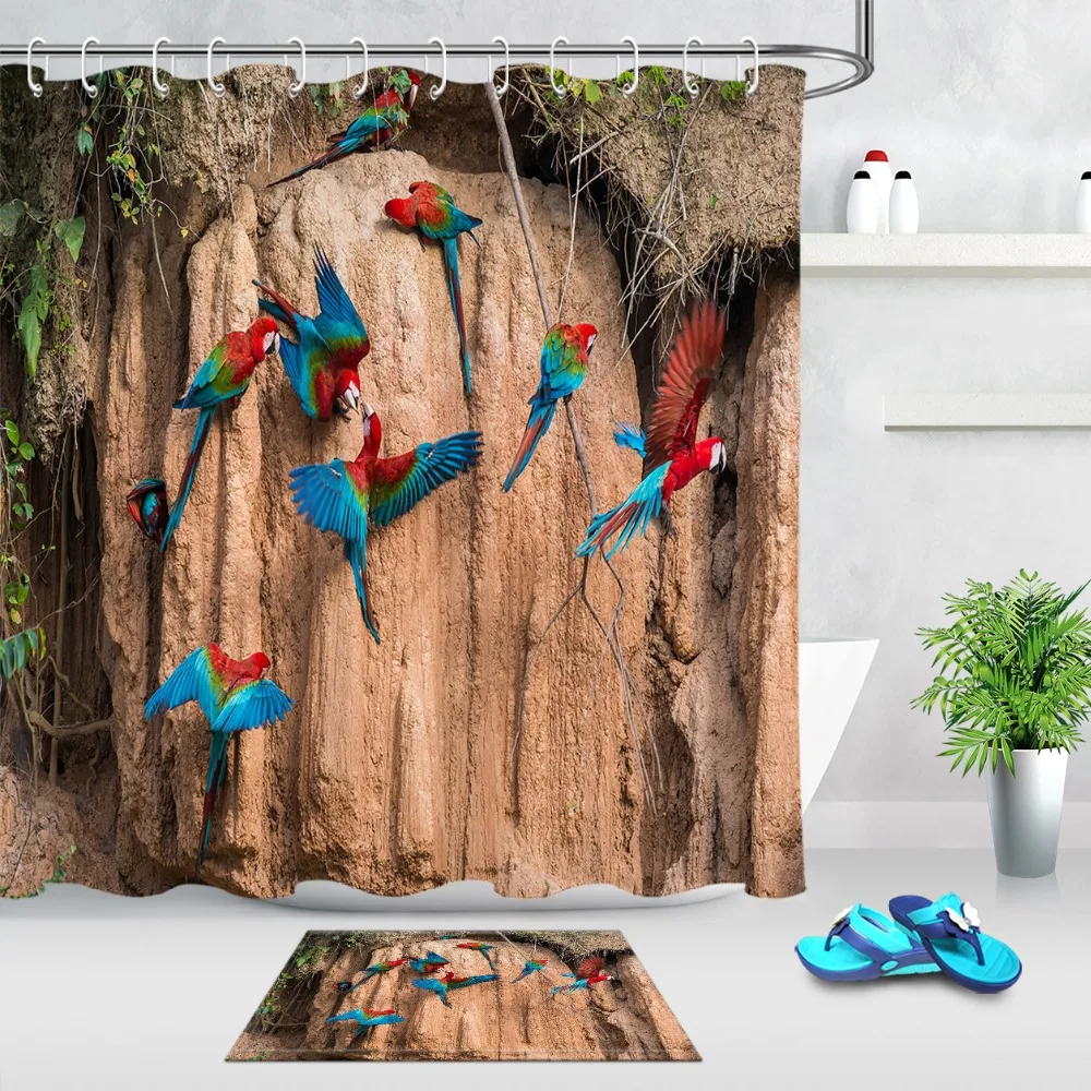 Tropical Parrot Clay Lick In The Peruvian Amazon Jungle Shower Curtain with Mat Bathroom Fabric for Nature Bathtub Dec
Tropical Parrot Clay Lick In The Peruvian Amazon Jungle Shower Curtain with Mat Bathroom Fabric for Nature Bathtub Dec