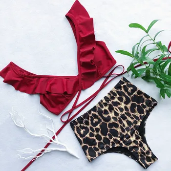 New Hot Off Shoulder Ruffled Bikini Cross Bandage 2019 Sexy Leopard Swimwear Women Swimsuit High Waist Bathing Suits Biquinis
New Hot Off Shoulder Ruffled Bikini Cross Bandage 2019 Sexy Leopard Swimwear Women Swimsuit High Waist Bathing Suits Biquinis