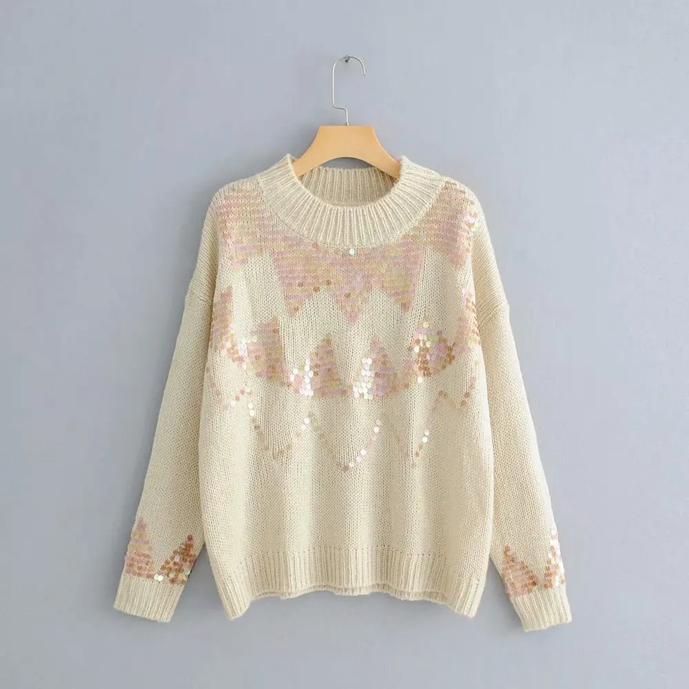 Wednesday 9-70-9953 European and American fashionable loose sequined knitted sweaters
Wednesday 9-70-9953 European and American fashionable loose sequined knitted sweaters