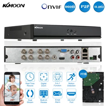 KKmoon 8CH DVR HVR NVR Full 960H/D1 with 1TB Seagate HDD HDMI P2P H.264 8CH DVR Video Recorder for Security Camera CCTV System
KKmoon 8CH DVR HVR NVR Full 960H/D1 with 1TB Seagate HDD HDMI P2P H.264 8CH DVR Video Recorder for Security Camera CCTV System