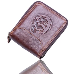 Genuine leather wallet Coin Purse Fashion Round Style Zipper men Wallet Design Purse credit card holder