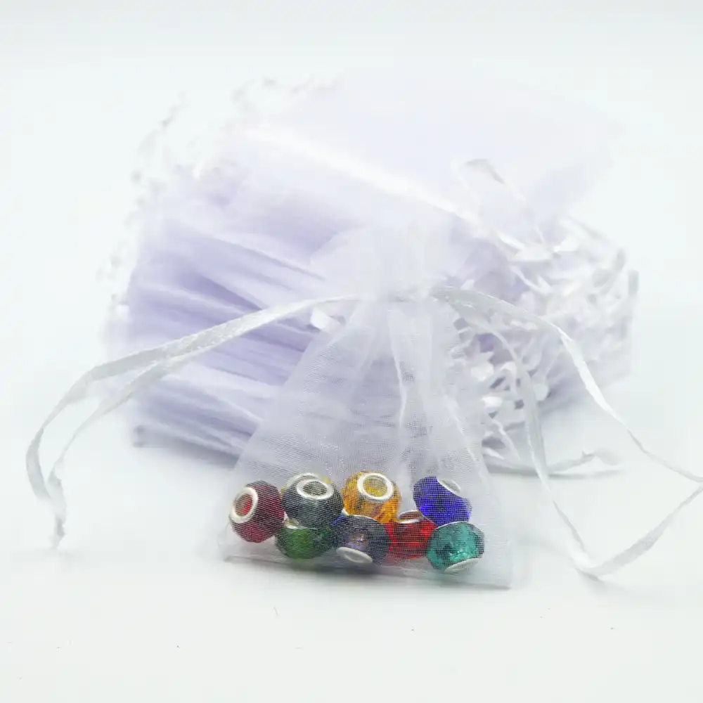 9x12cm white organza jewelry gift bags decoration gift candy