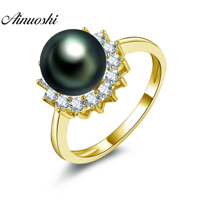 AINUOSHI 10K Solid Yellow Gold Tahiti Pearl Ring 8mm Natural Black Tahiti Pearl Ring Women Wedding Engagement Ring Jewelry Gift
AINUOSHI 10K Solid Yellow Gold Tahiti Pearl Ring 8mm Natural Black Tahiti Pearl Ring Women Wedding Engagement Ring Jewelry Gift