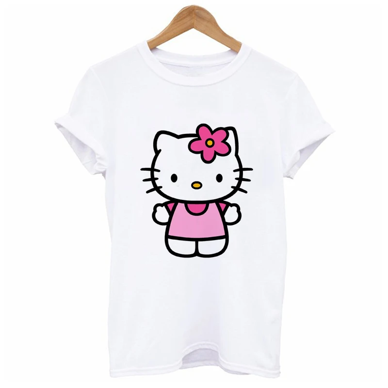 Милая женская футболка с мультяшным принтом hello kitty летняя классная одежда топы