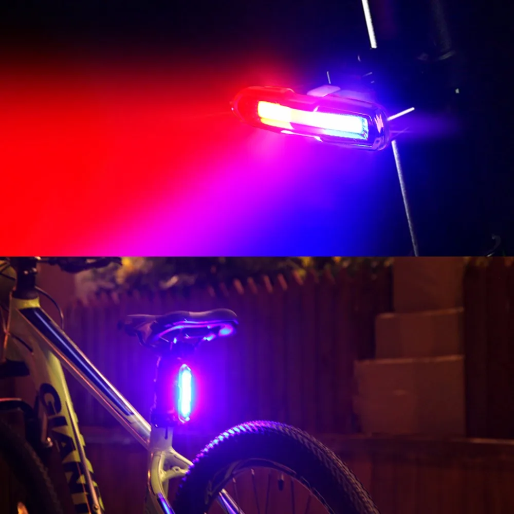 USB Rechargeable LED Bicycle Tail Light With 3 Colors Light And 6 Lighting Modes Multipurpose Super Bright Bike Warning Light For Riding IPX4 Waterproof (6)