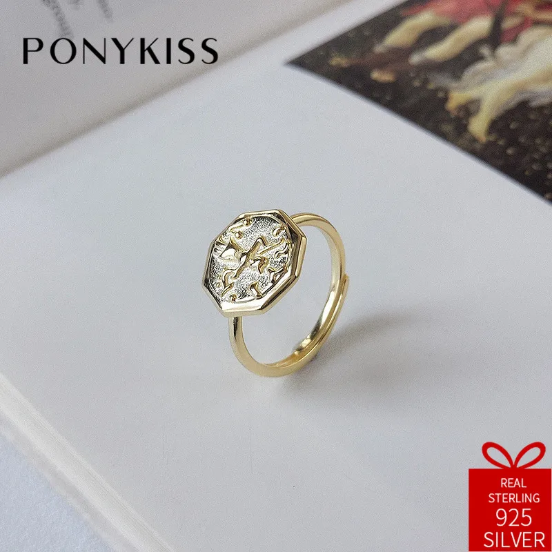 PONYKISS Vintage S925 Sterling Silver Chic Relief Medal Adjustable Opening Ring Jewelry Women Party Fashion Accessory Jewelry
PONYKISS Vintage S925 Sterling Silver Chic Relief Medal Adjustable Opening Ring Jewelry Women Party Fashion Accessory Jewelry