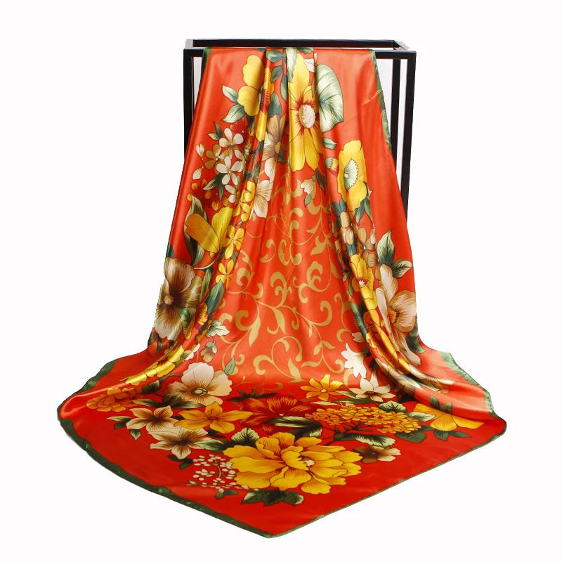 Fashion Orange Scarf For Women Floral Print Silk Satin Hijab Scarfs Female 90cmx90cm Square Shawl Neckerchief Scarves For Ladies
Fashion Orange Scarf For Women Floral Print Silk Satin Hijab Scarfs Female 90cmx90cm Square Shawl Neckerchief Scarves For Ladies
