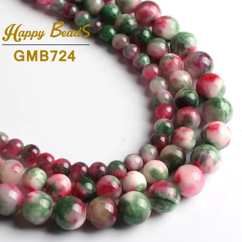 Fashion Jewelry 4-6-8-10mm Rose Jade Round Gemstone Loose Beads 15/"