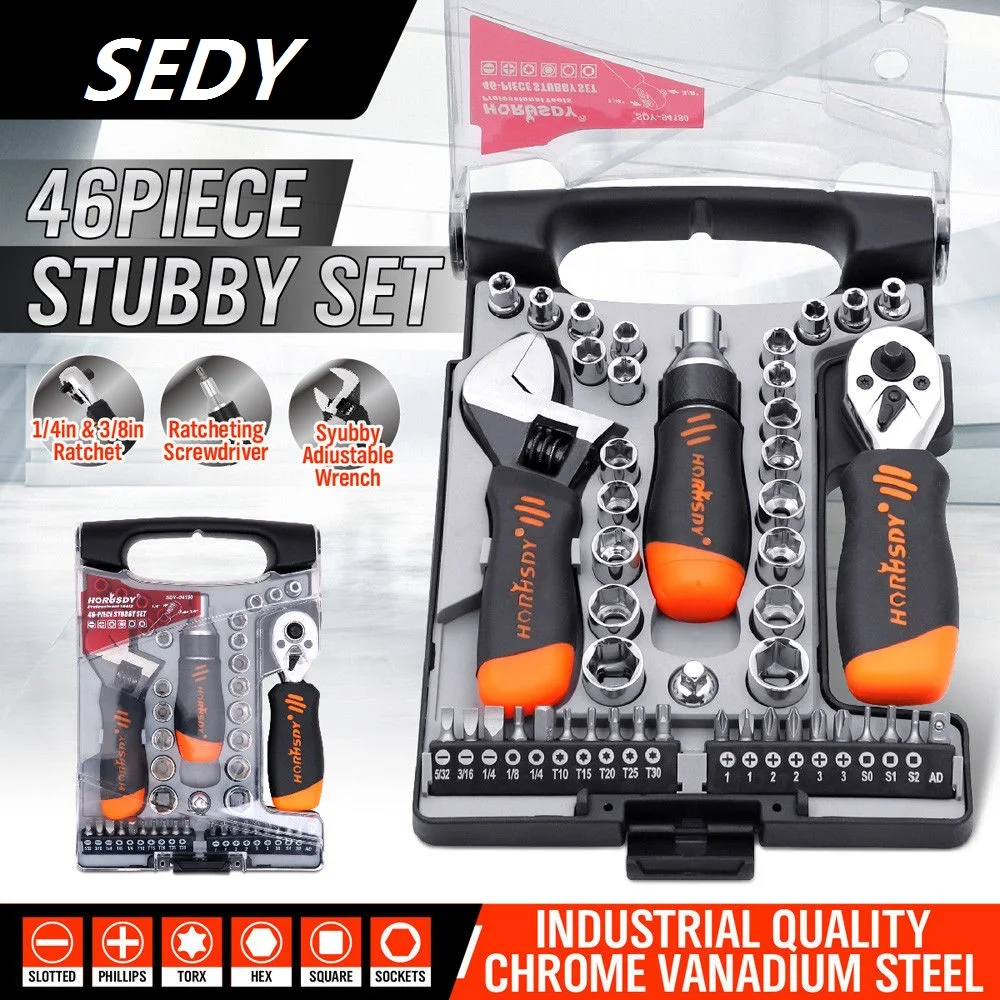 SEDY 46PC Ratchet Wrench Socket Wrench Set Adjustable Open Wrench Hand Tool Set 1/4 3/8 Bits Case For Car Bicycle Repair Tool
SEDY 46PC Ratchet Wrench Socket Wrench Set Adjustable Open Wrench Hand Tool Set 1/4 3/8 Bits Case For Car Bicycle Repair Tool