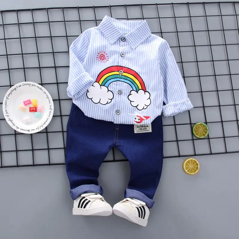 Baby Boy Clothes Long Sleeve Rainbow Striped Pattern Soft Cotton Shirt Tops+Long Trousers
Baby Boy Clothes Long Sleeve Rainbow Striped Pattern Soft Cotton Shirt Tops+Long Trousers