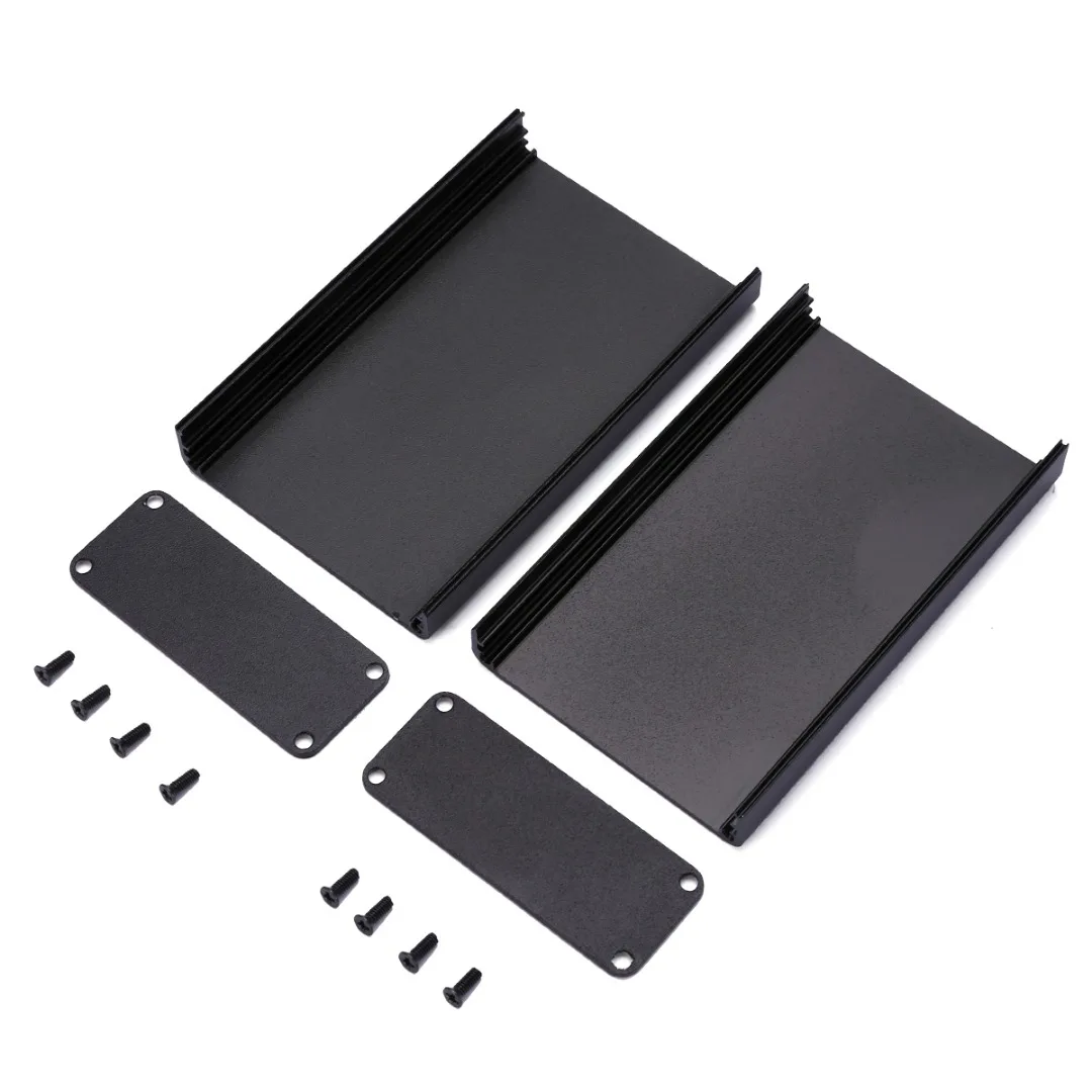 Aluminum PCB Instrument Box Enclosure DIY Electronic Project Case Panels Screws DIY Built-in Grooves Black 80x50x20mm