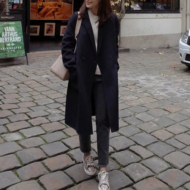 NORMOV New Fashion Women Autumn Winter Elegant Woolen Coat Double Breasted Cotton Pockets Loose High Street Turn-Down Coat
NORMOV New Fashion Women Autumn Winter Elegant Woolen Coat Double Breasted Cotton Pockets Loose High Street Turn-Down Coat