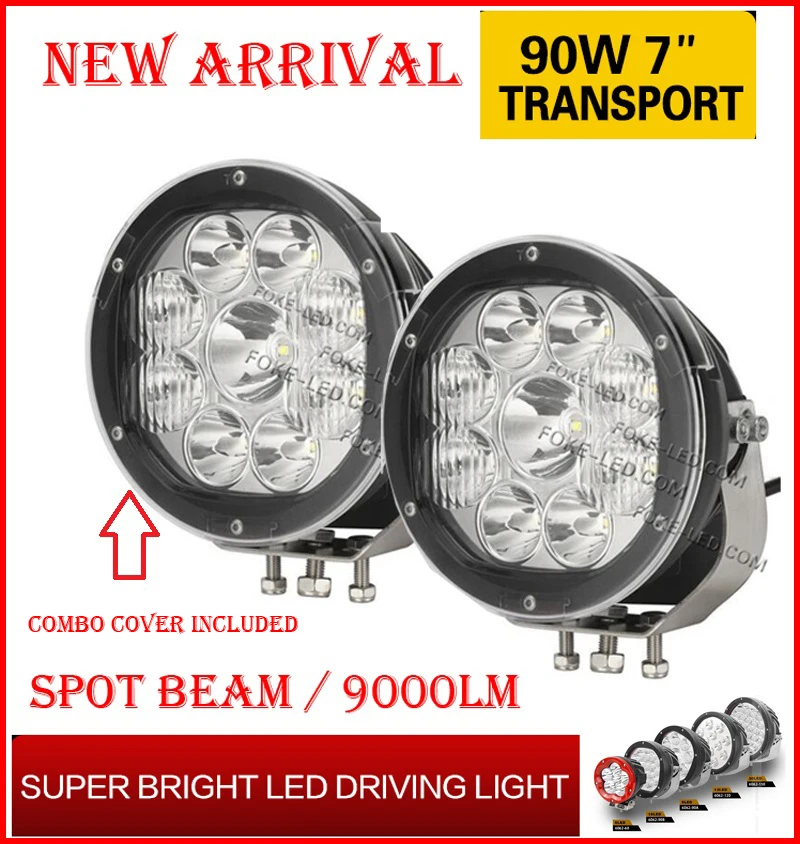 2PCS 7" 90W 9LED*10W CRE LED Driving Work Light Round Offroad SUV ATV 4WD 4x4 Transport Spot Beam 10-60V 9000lm W/ Combo Cover
2PCS 7" 90W 9LED*10W CRE LED Driving Work Light Round Offroad SUV ATV 4WD 4x4 Transport Spot Beam 10-60V 9000lm W/ Combo Cover