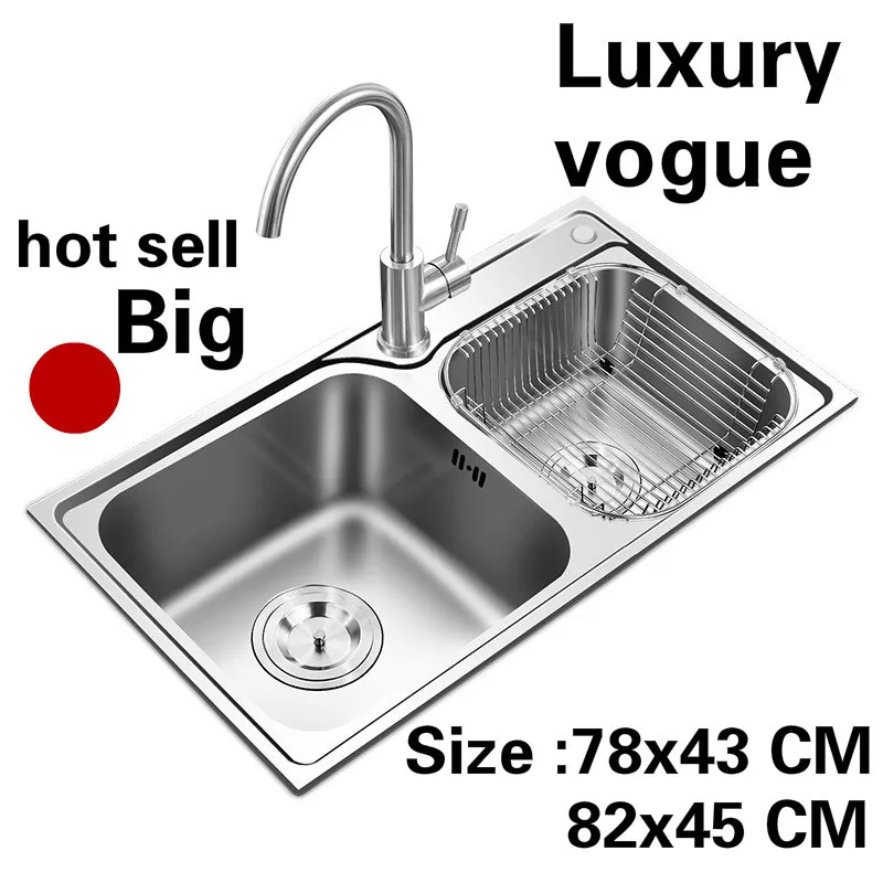 

Free shipping Apartment luxury kitchen double groove sink standard do the dishes 304 stainless steel hot sell 78x43/82x45 CM