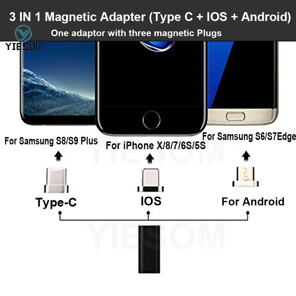 3 IN 1 Micro To Type C / For lightng Magnetic Adapter For iPhone/Android Phone Data Cable Converter Adapter Magnet Charge Plug
3 IN 1 Micro To Type C / For lightng Magnetic Adapter For iPhone/Android Phone Data Cable Converter Adapter Magnet Charge Plug