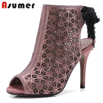 ASUMER HOT 2020 fashion fretwork kid suede leather sandals women thin high heel peep toe slingback shoes party shoes SIZE 32-43
ASUMER HOT 2020 fashion fretwork kid suede leather sandals women thin high heel peep toe slingback shoes party shoes SIZE 32-43