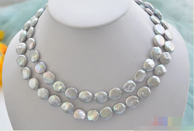 FREE SHIPPING>>>@@ > 33"14mm gray coin Freshwater pearl necklace p3745^^^@^Noble style Natural Fine jewe &
FREE SHIPPING>>>@@ > 33"14mm gray coin Freshwater pearl necklace p3745^^^@^Noble style Natural Fine jewe &