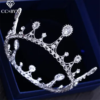 

CC Tiaras And Crwons Hairbands Vintage Engagement Wedding Hair Accessories For Bride Jewelry Water Drop Luxury CZ Stone XY149