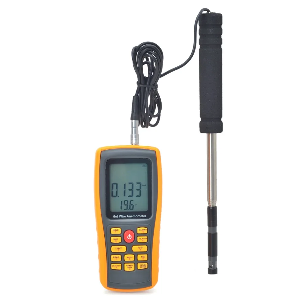 Handheld Hot Wire Anemometer Air Velocity Air Volume Temperature Tester Meter 0~30 m/s with USB Interface & Slim Sensor GM8903
Handheld Hot Wire Anemometer Air Velocity Air Volume Temperature Tester Meter 0~30 m/s with USB Interface & Slim Sensor GM8903