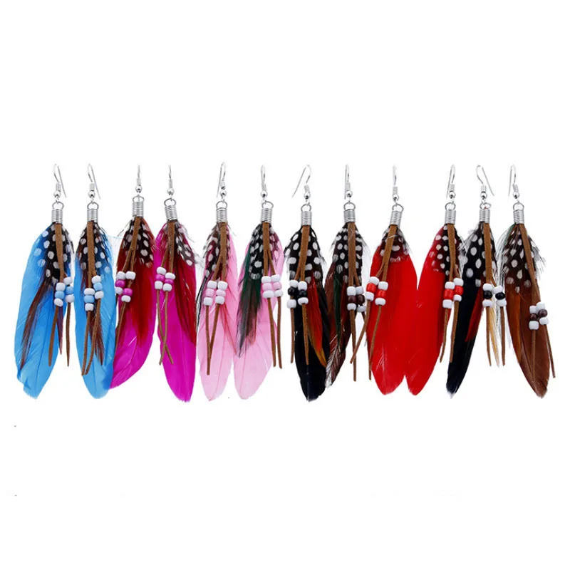 Wholesale 100pairs/Lot Bohemian Style Earrings Beads Leather Feather Tassel Ear Rings Eardrop Plume Earbob
Wholesale 100pairs/Lot Bohemian Style Earrings Beads Leather Feather Tassel Ear Rings Eardrop Plume Earbob