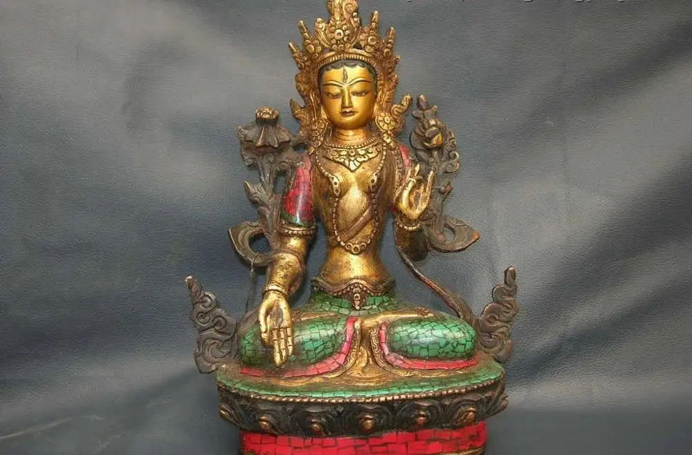 Tibet Folk Pure Copper Inlay Red Coral Turquoise Gild White TaRa Kwan-yin buddha
Tibet Folk Pure Copper Inlay Red Coral Turquoise Gild White TaRa Kwan-yin buddha