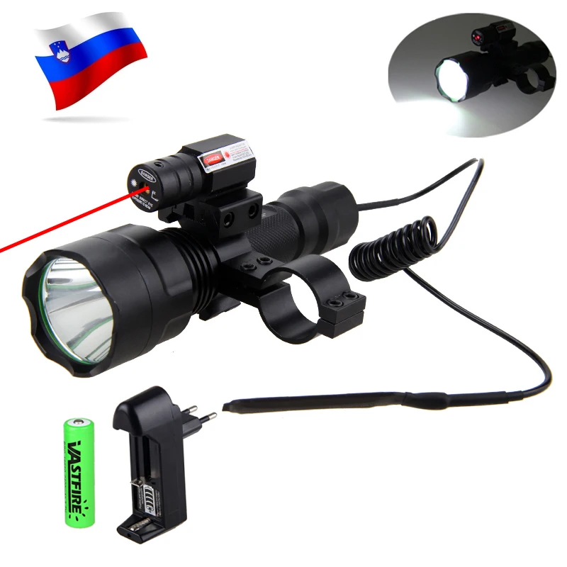 Hunting Rifle Airsoft Weapon Light LED Tactical Flashlight+Laser Dot Sight+Pressure Switch+ 20mm Rail Barrel Mount+18650+Charger
Hunting Rifle Airsoft Weapon Light LED Tactical Flashlight+Laser Dot Sight+Pressure Switch+ 20mm Rail Barrel Mount+18650+Charger