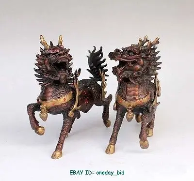 fast shipping Tribal Pair Chinese sacred pet bronze Fire KYLIN statue 6"H Purple Color Wide Garden Decoration Bronze
fast shipping Tribal Pair Chinese sacred pet bronze Fire KYLIN statue 6"H Purple Color Wide Garden Decoration Bronze