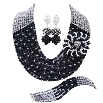 Fashion Black Silver African Beads Jewelry Set for Women Nigerian Wedding Necklace 10C-SZ003
Fashion Black Silver African Beads Jewelry Set for Women Nigerian Wedding Necklace 10C-SZ003