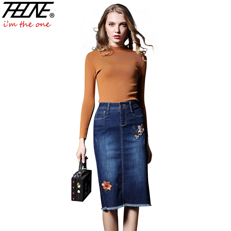 THHONE Long Jeans Skirts Women Embroidered Vintage Tassel Midi Slim Back Split High Waist Washed Denim Skirt Women Plus Size
THHONE Long Jeans Skirts Women Embroidered Vintage Tassel Midi Slim Back Split High Waist Washed Denim Skirt Women Plus Size