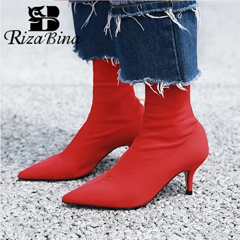 RizaBina Sexy Pointed Toe Ankle Boots Slip On Thin Heels Stretch Boots Party Club Shoes Solid Color Women Footwear Size 36-41
RizaBina Sexy Pointed Toe Ankle Boots Slip On Thin Heels Stretch Boots Party Club Shoes Solid Color Women Footwear Size 36-41