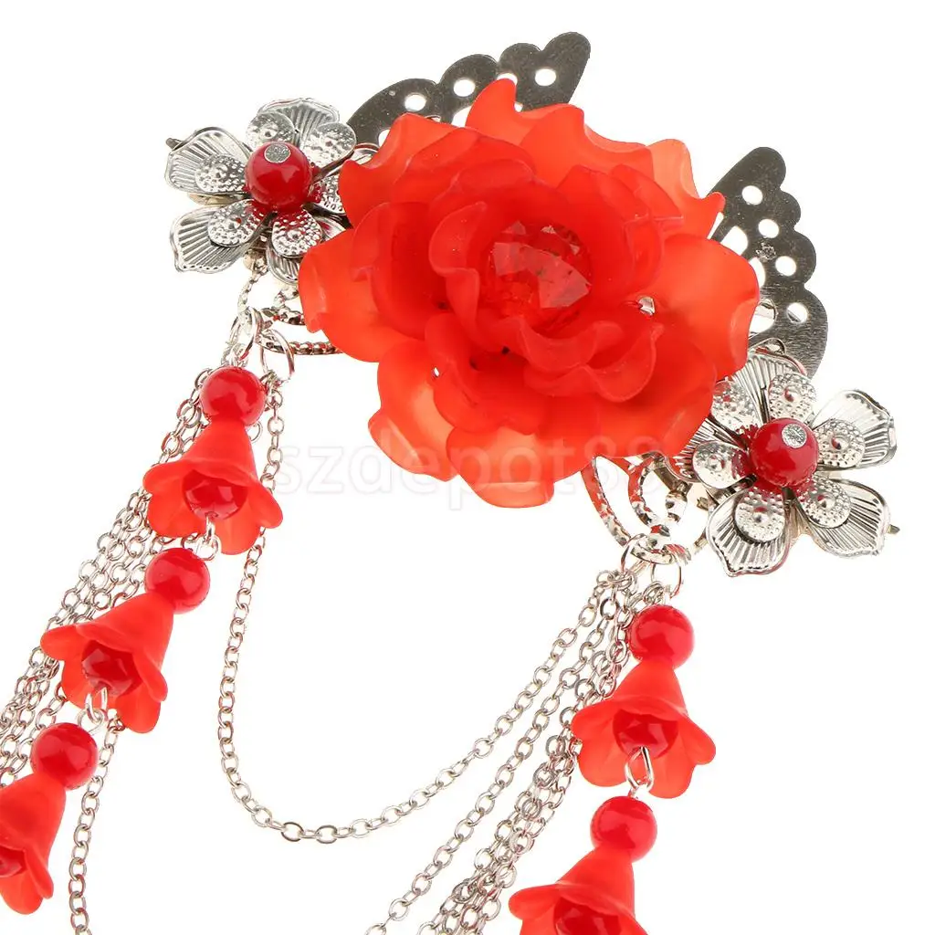 3 Pieces Costume Classic Flower Hair Clip Tassel Hair Barrette for Hanfu COS Hair Ornaments