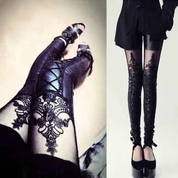 Sexy Women Faux Leather Gothic Punk Leggings Pants Bandage Lace Patchwork Adventure Time Slim Stretch Skinny Trousers Socks
Sexy Women Faux Leather Gothic Punk Leggings Pants Bandage Lace Patchwork Adventure Time Slim Stretch Skinny Trousers Socks