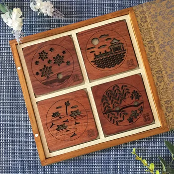 Chinese Style Red Wood Cup Mats Luxury Sculpture China Xihu Lake Scenic Season Cup Mats Fashion Wooden Craft Gift from China 
Chinese Style Red Wood Cup Mats Luxury Sculpture China Xihu Lake Scenic Season Cup Mats Fashion Wooden Craft Gift from China