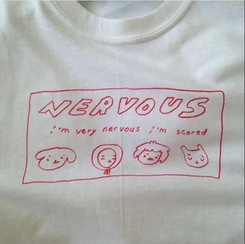 Nervous Drawing Cute Graphic Tee Unisex Tumblr Fashion Quotes T-Shirt Summer Casual White Shirt Tops funny simple style t shirts
Nervous Drawing Cute Graphic Tee Unisex Tumblr Fashion Quotes T-Shirt Summer Casual White Shirt Tops funny simple style t shirts