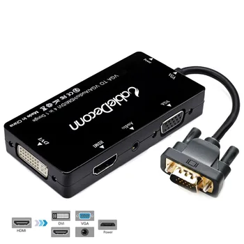 CableDeconn VGA 15 Pin to VGA HDMI DVI 4IN1 Adapter with Micro USB Power Cable and Audio 3.5mm for VGA Laptops Computers
CableDeconn VGA 15 Pin to VGA HDMI DVI 4IN1 Adapter with Micro USB Power Cable and Audio 3.5mm for VGA Laptops Computers