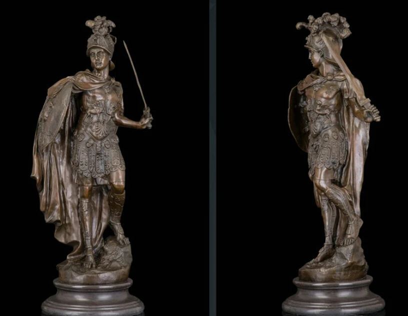Art Deco Sculpture Ancient Roman Warrior Hold Sword & Shield Bronze Statue R0712
Art Deco Sculpture Ancient Roman Warrior Hold Sword & Shield Bronze Statue R0712