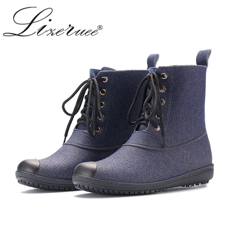 Lizeruee Rubber Women Ankle Rainboots Lace-up Flat With Boots Lady Waterproof Snow Boots Botas Feminina Casual Shoes For Woman
Lizeruee Rubber Women Ankle Rainboots Lace-up Flat With Boots Lady Waterproof Snow Boots Botas Feminina Casual Shoes For Woman