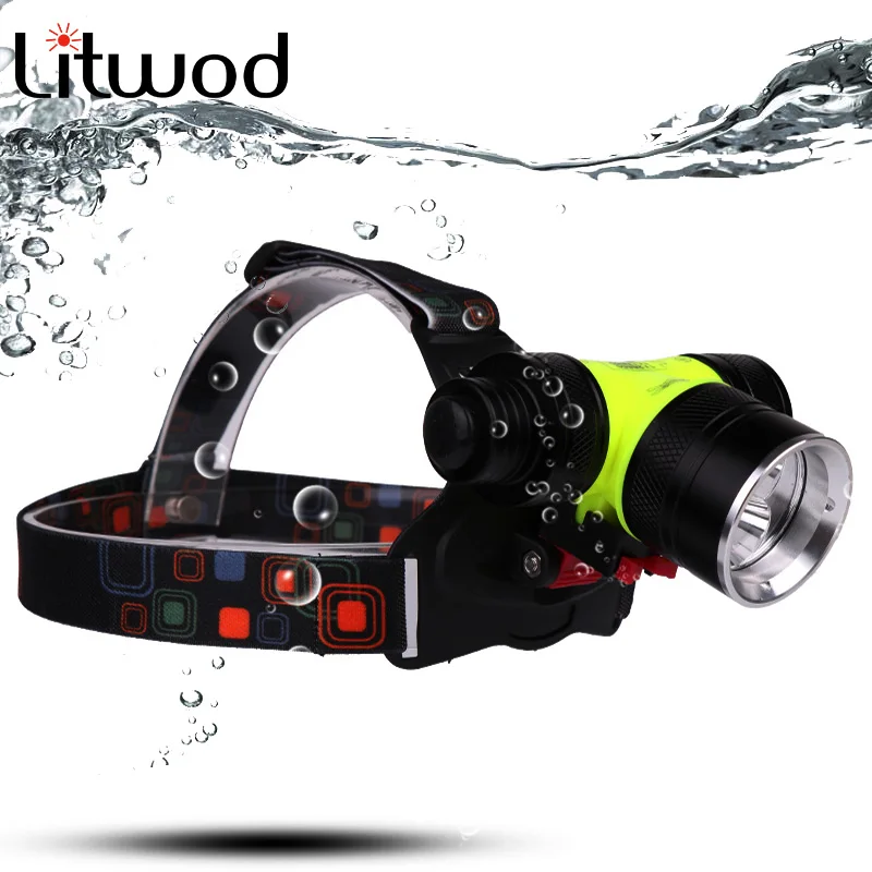 Litwod z20 D802 swiming Diver Diving 18650 battery AAA 2*XM-L T6 headlamp LED underwater headlight Waterproof Light | Лампы и
