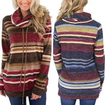 Autumn Spring Women Summer Loose Tops Contrast Color Striped Heaps Collar Long Sleeve Shirt Casual Ladies Blouse Shirt Fashion
Autumn Spring Women Summer Loose Tops Contrast Color Striped Heaps Collar Long Sleeve Shirt Casual Ladies Blouse Shirt Fashion