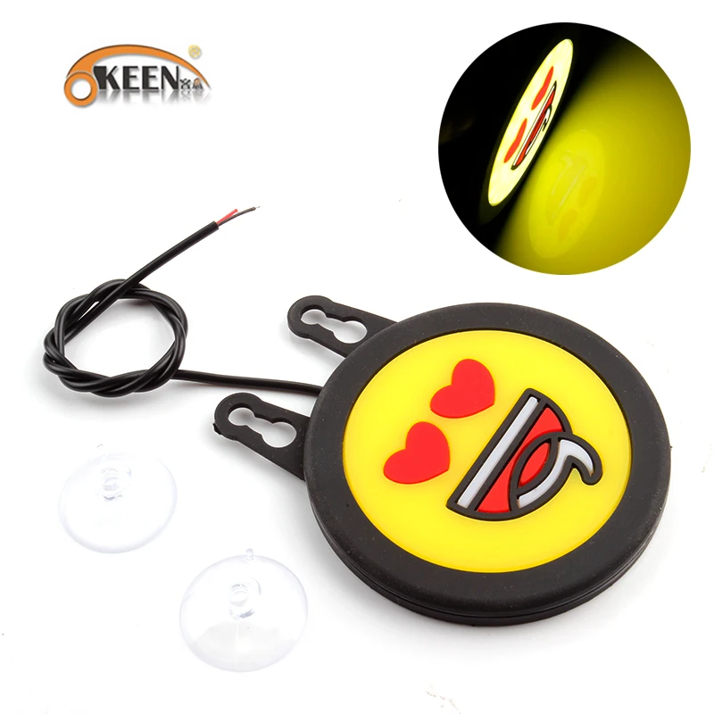 OKEEN smile logo light drl daytime running light on Car Windshield yellow flexible silica COB led Car-styling 9CM round DC12V
OKEEN smile logo light drl daytime running light on Car Windshield yellow flexible silica COB led Car-styling 9CM round DC12V
